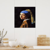 ヨハネス・フェルメールの後で真珠のイヤリングをした少女 ポスター (キッチン)