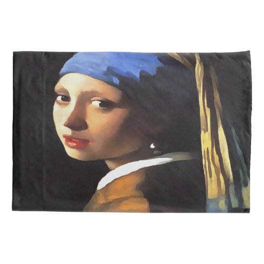 ヨハネス・フェルメールの後で真珠のイヤリングをした少女 枕カバー (裏面-左)