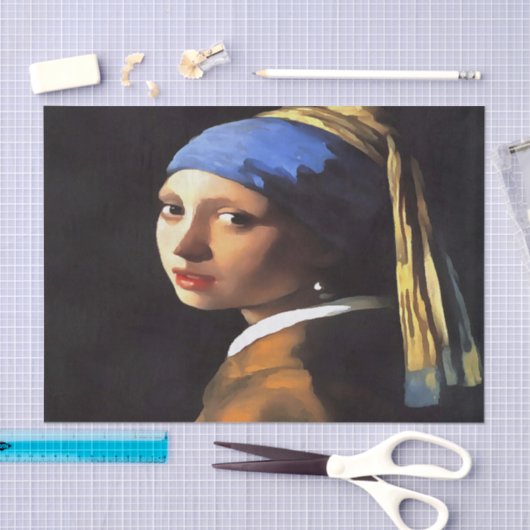 ヨハネス・フェルメールの後で真珠のイヤリングをした少女 薄葉紙 (クラフト)