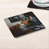 ヨハネス・フェルメール – コンサート スクエアペーパーコースター (アングル)