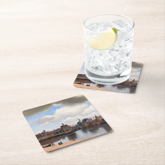 ヨハネス・フェルメール – デルフトの見解 スクエアペーパーコースター (インサイチュ)