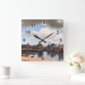 ヨハネス・フェルメール – デルフトの見解 スクエア壁時計 (ホーム)