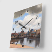 ヨハネス・フェルメール – デルフトの見解 スクエア壁時計 (傾斜)