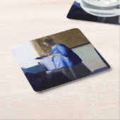 ヨハネス・フェルメール・ブルーの女性 スクエアペーパーコースター (アングル)