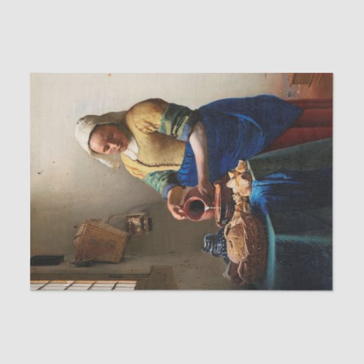 ヨハネス・フェルメール。ミルクメイド。ヴィンテージ素晴らし術 薄葉紙 (正面)