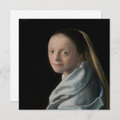 ヨハネス・フェルメール – 勉強・オブ・ア・ヤング・ウーマン 招待状 (正面/裏面)