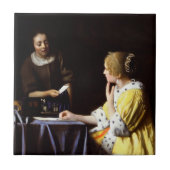 ヨハネス・フェルメール - 愛人と召使 タイル (正面)