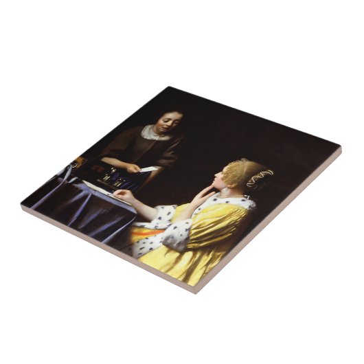 ヨハネス・フェルメール - 愛人と召使 タイル (側面)