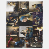 ヨハネス・フェルメール – 最高傑作パッチワーク フリースブランケット (正面)