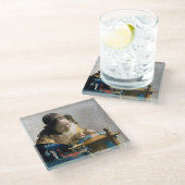 ヨハネス・フェルメール - 糸を編む女 ガラスコースター (アングル)