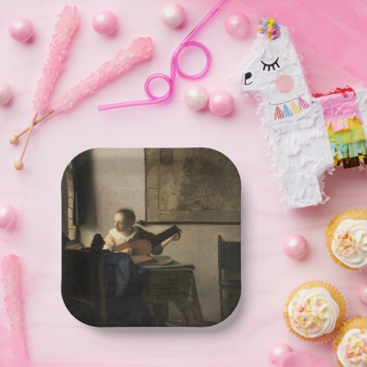 ヨハネス・フェルメール – Young Woman with a Lute ペーパープレート (パーティー)