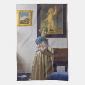 ヨハネス・ヴェルミエ – ヴァージナルに立つレディ キッチンタオル (縦)