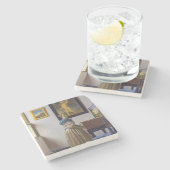 ヨハネス・ヴェルミエ – ヴァージナルに立つレディ ストーンコースター (横)