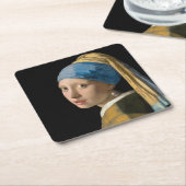 ヨハネス・ヴェルミーア – パールイヤリングを持つ女の子 スクエアペーパーコースター (アングル)