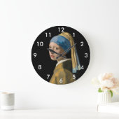 ヨハネス・ヴェルミーア – パールイヤリングを持つ女の子 ラージ壁時計 (ホーム)