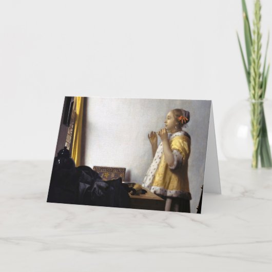 ヨハネス・ヴェルミーア – パールネックレス付き若い女性 カード (正面)