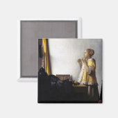 ヨハネス・ヴェルミーア – パールネックレス付き若い女性 マグネット (正面/裏面)