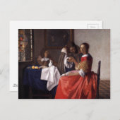 ヨハネス・ヴェルメール – 女性と二人の紳士 ポストカード (正面/裏面)