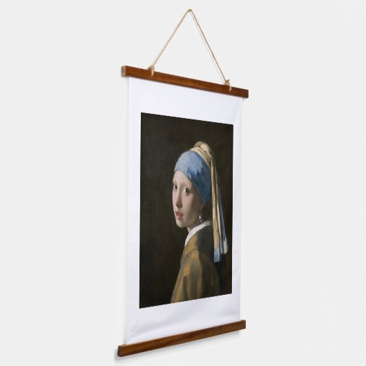 ヨハネス・ヴェルメール、真珠のイヤリングを持つ少女 吊り下げ型タペストリー (傾斜あり)