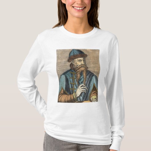ヨハネスGutenberg 2のポートレート Tシャツ (正面)
