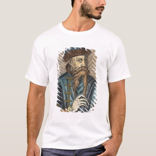 ヨハネスGutenberg 2のポートレート Tシャツ (正面)