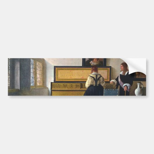 ヨハネスVermeerの音楽のレッスン(circa1663) バンパーステッカー (正面)
