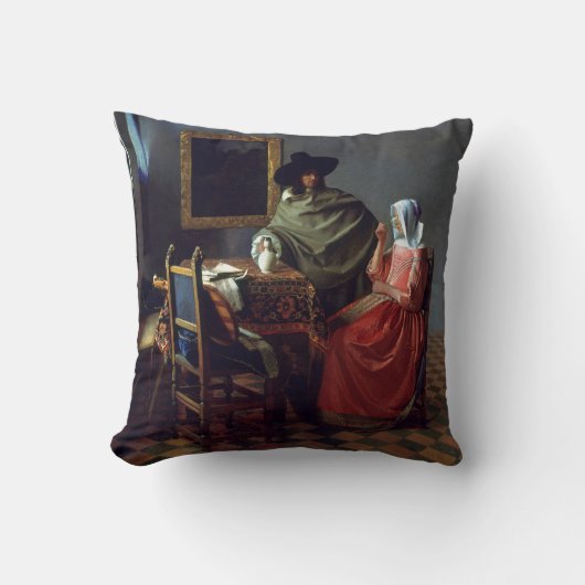 ヨハネスVermeer著ワインのガラス クッション (正面)