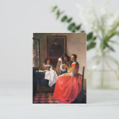 ヨハネスVermeer著ワイングラスを持つ女の子 ポストカード (スタンド正面)