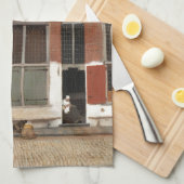 ヨハネスVermeer著小さい通り キッチンタオル (四つ折り)