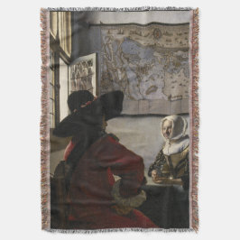 ヨハネスVermeer著役人そして笑う女の子 スローブランケット