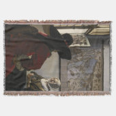 ヨハネスVermeer著役人そして笑う女の子 スローブランケット (正面)