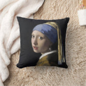 ヨハネスVermeer著真珠のイヤリングを持つ女の子 クッション (ブランケット)