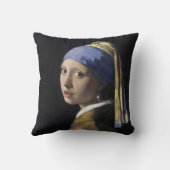ヨハネスVermeer著真珠のイヤリングを持つ女の子 クッション (裏面)