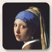ヨハネスVermeer著真珠のイヤリングを持つ女の子 コースター (正面)