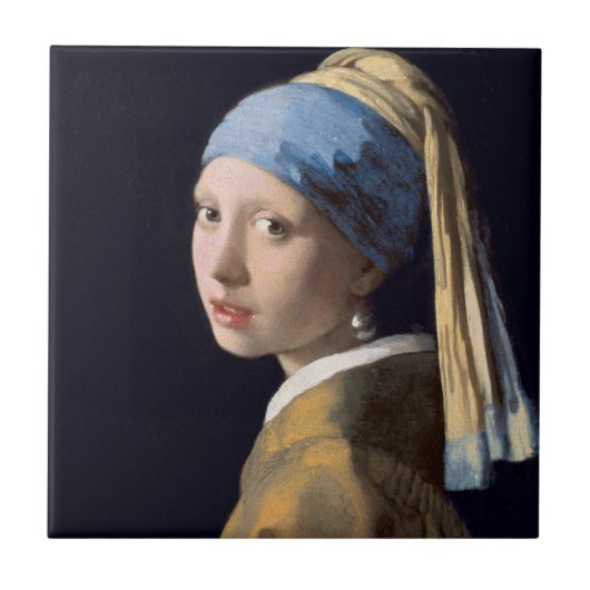 ヨハネスVERMEER -真珠のイヤリング1665年を持つ女の子 タイル (正面)