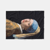 ヨハネスVERMEER -真珠のイヤリング1665年を持つ女の子 フリースブランケット (正面(横))