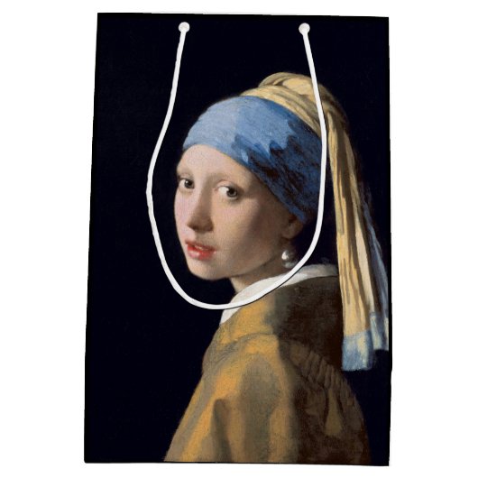 ヨハネスVERMEER -真珠のイヤリング1665年を持つ女の子 ミディアムペーパーバッグ (裏面)