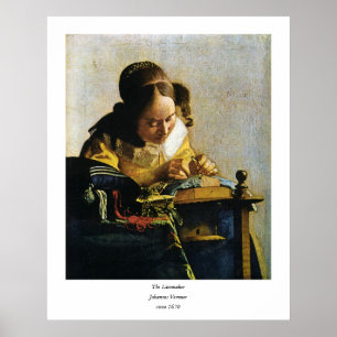 ヨハネスVermeer Lacemaker (1670年頃) ポスター