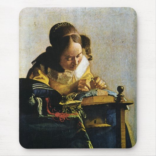 ヨハネスVermeer Lacemaker (1670年頃) マウスパッド (正面)