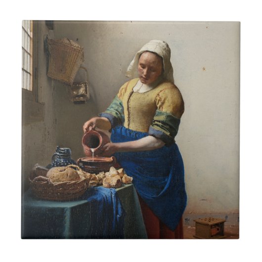ヨハネスVERMEER - milkmaid 1658年 タイル (正面)