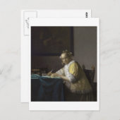 ヨハネ書ス・フェルメールによるレディの手紙 ポストカード (正面/裏面)