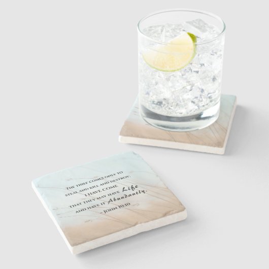 ヨハネ10:10わたしが来彼らは命を持つだろう ストーンコースター (横)