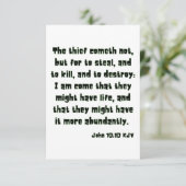 ヨハネ10:10 KJV聖書の聖なる書物、 経典挨拶 カード (スタンド正面)