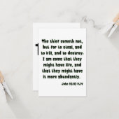 ヨハネ10:10 KJV聖書の聖なる書物、 経典挨拶 カード (正面/裏面インサイチュ)