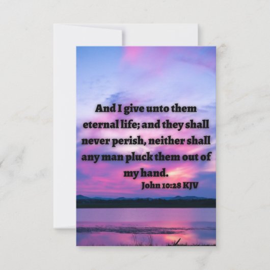 ヨハネ10:28 KJVバイブル聖句Pic Flat Greeting Card カード (正面)