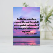 ヨハネ10:28 KJVバイブル聖句Pic Flat Greeting Card カード (スタンド正面)