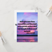 ヨハネ10:28 KJVバイブル聖句Pic Flat Greeting Card カード (正面/裏面インサイチュ)