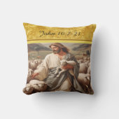 ヨハネ10:7忠実な羊飼いの芸術 クッション (正面)
