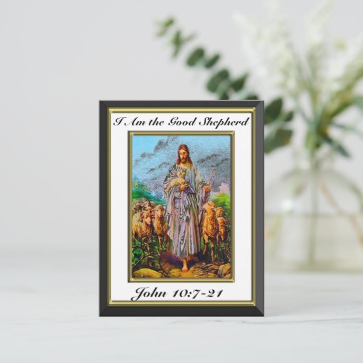 ヨハネ10:7-21わたしは良き羊飼いの白い枠である ポストカード (スタンド正面)