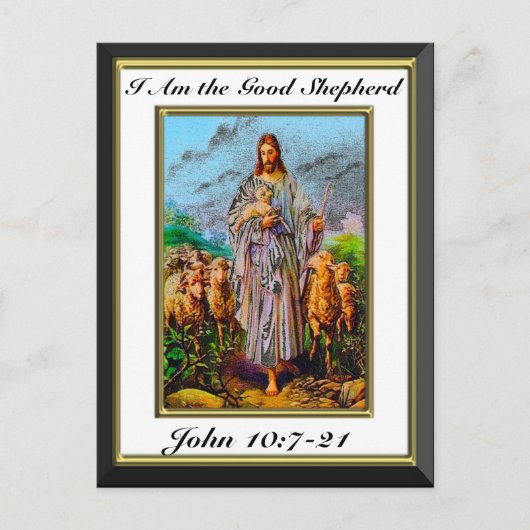 ヨハネ10:7-21わたしは良き羊飼いの白い枠である ポストカード (正面)